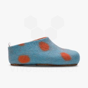 Kids' Vivobarefoot MIM Felt Slipper Light Turquoise Orange | IL007FU