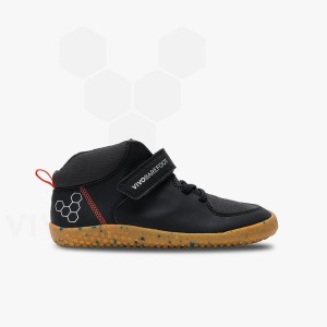 Kids' Vivobarefoot Primus Ludo Hi Juniors Shoes Obsidian | IL028KW