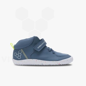 Kids' Vivobarefoot Primus Ludo Hi Juniors Shoes Indigo | IL027LQ