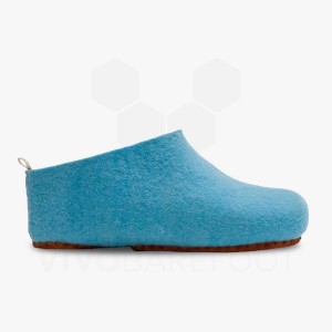 Men's Vivobarefoot MIM Felt Slippers Light Turquoise | IL281RX