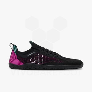 Men's Vivobarefoot Primus Lite Knit Road Running Shoes Obsidian / Pink | IL382UK